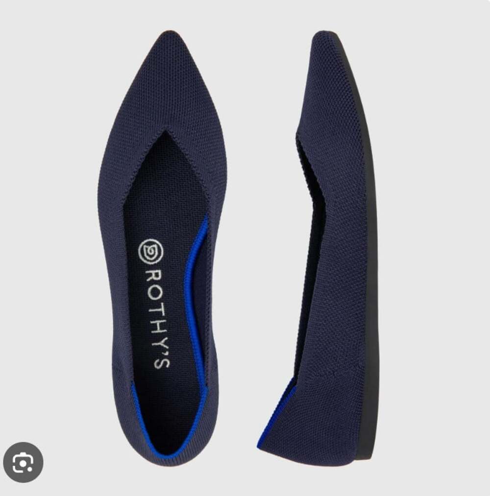 Rothy's The Point Shoes Womens Size 6.5 Blue Knit Flats Washable Eco Friendly